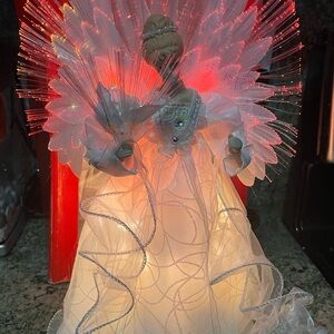 Kurt S.Alder 14”White Fiber Optic Angel Tree Topper With Original Box-Elegant